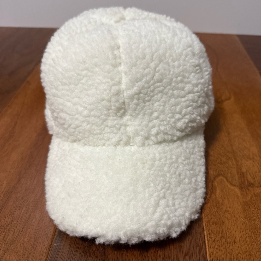 Anthropologie Sherpa White Fleece Baseball Cap / Hat - Picture 2 of 9